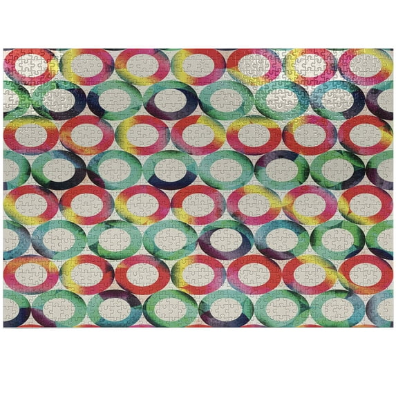 Ambesonne Geometric Circle Jigsaw Puzzle, Retro Spots, Heirloom-Quality Fun Activity for Family Durable Cardboard, 1000 pcs, Multicolor