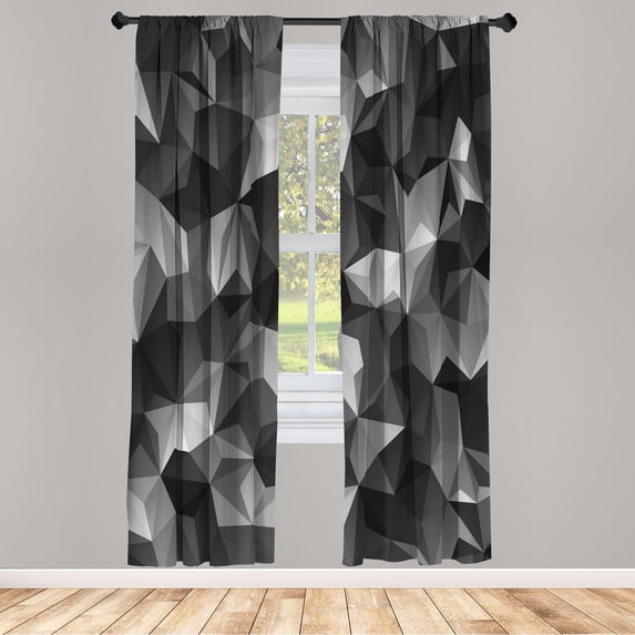 Ambesonne Geometric Curtains, Abstract Camo Design Art, Pair of 28"x84", Dimgray Grey