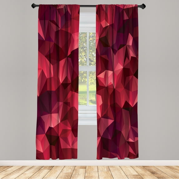 Ambesonne Geometric Curtains, Abstract Camo Design Art, Pair of 28"x95", Dark Pink