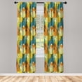 thumbnail image 1 of Ambesonne Geometric Curtains, Abstract Circle Pattern, Pair of 28"x84", Multicolor, 1 of 2