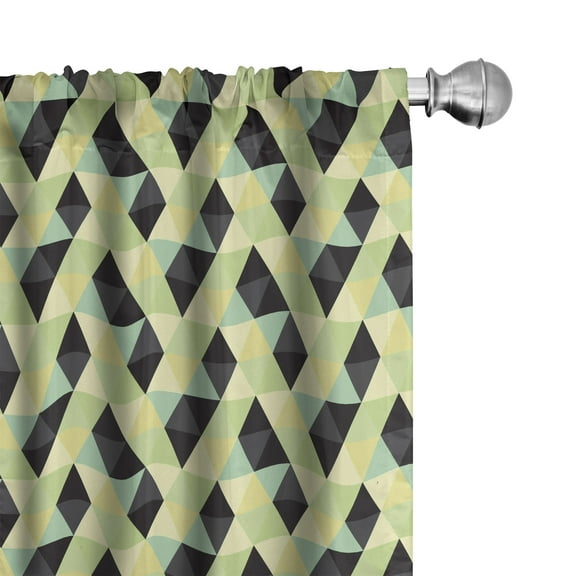 Ambesonne Geometric Curtains, Abstract Grid Style Retro, Pair of 28"x63", Multicolor
