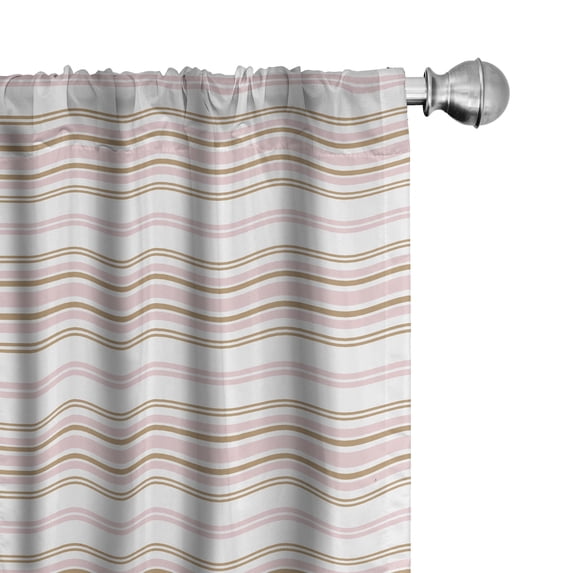 Ambesonne Geometric Curtains, Abstract Horizontal Lines, Pair of 28"x63", Rose and Dark Mustard