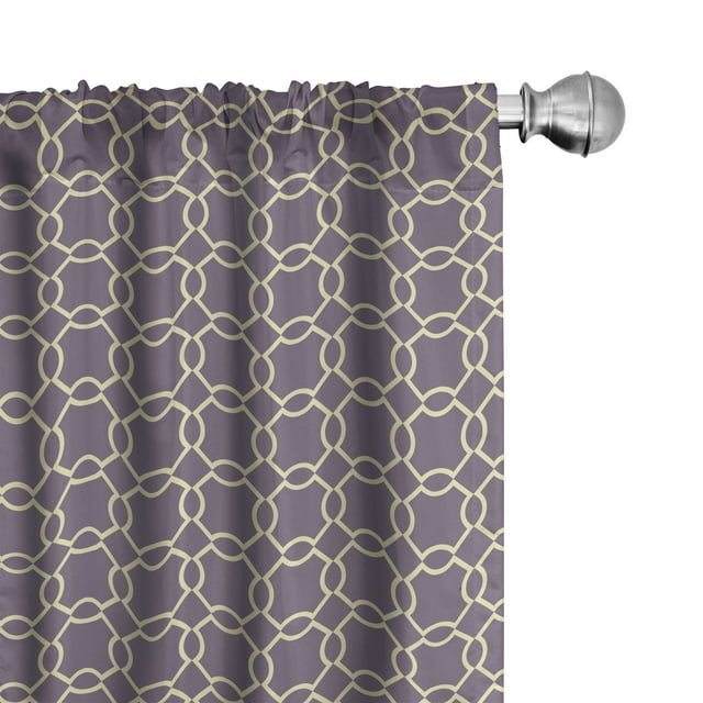 Ambesonne Geometric Curtains, Abstract Lines Vivid, Pair of 28"x84", Pale Yellow Mauve