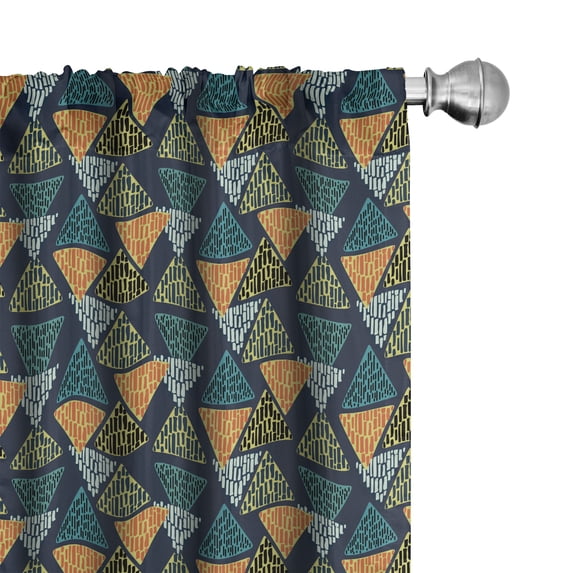 Ambesonne Geometric Curtains, Abstract Triangles Boho, Pair of 28"x84", Apple Green and Dark Seafoam