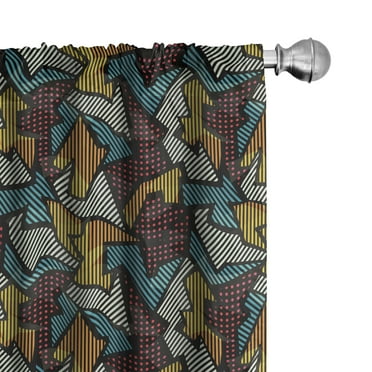 Ambesonne Geometric Curtains, Abstract Urban Design, Pair of 28"x84", Multicolor