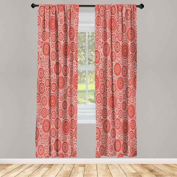 Ambesonne Geometric Curtains, Art Rounds Print Circles, Pair of 28"x63", Dark Salmon
