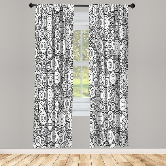 Ambesonne Geometric Curtains, Art Rounds Print Circles, Pair of 28"x95", Dark Grey