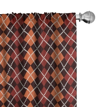 Ambesonne Geometric Curtains, Autumn Scottish Argyle, Pair of 28"x84", Multicolor