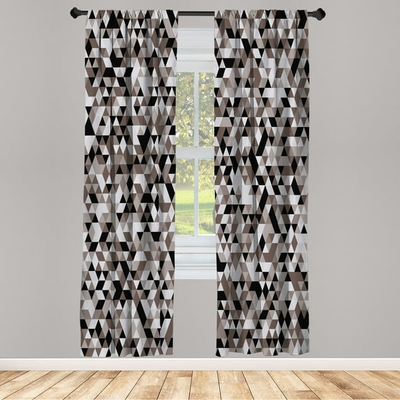 Ambesonne Geometric Curtains, Blurry Tones of Color, Pair of 28"x95", Cocoa Black White
