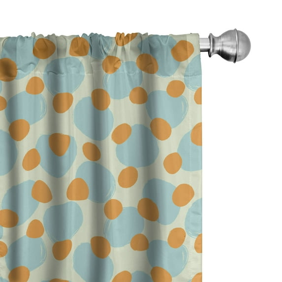Ambesonne Geometric Curtains, Boho Retro Round Pattern, Pair of 28"x84", Seafoam and Marigold