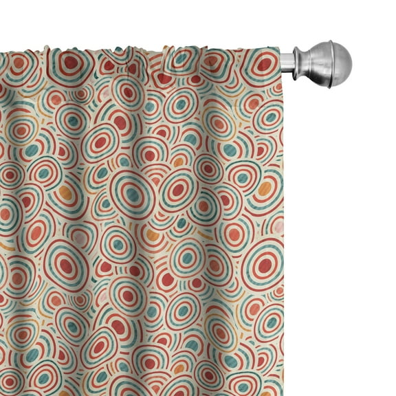 Ambesonne Geometric Curtains, Bullseye Circles, Pair of 28"x84", Multicolor
