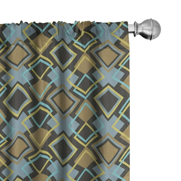 Ambesonne Geometric Curtains, Bullseye Modern Mosaic, Pair of 28"x95", Multicolor