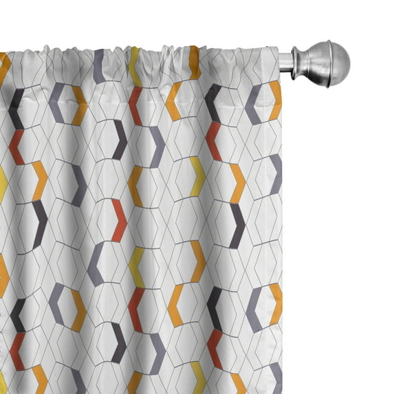 Ambesonne Geometric Curtains, Chevron Shapes Pattern, Pair of 28"x63", Marigold White and Pale Grey