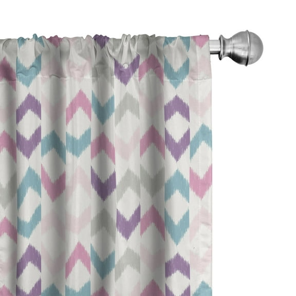 Ambesonne Geometric Curtains, Chevron Zigzag, Pair of 28"x95", Multicolor
