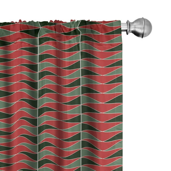 Ambesonne Geometric Curtains, Christmas Shapes, Pair of 28"x95", Almond Green Red