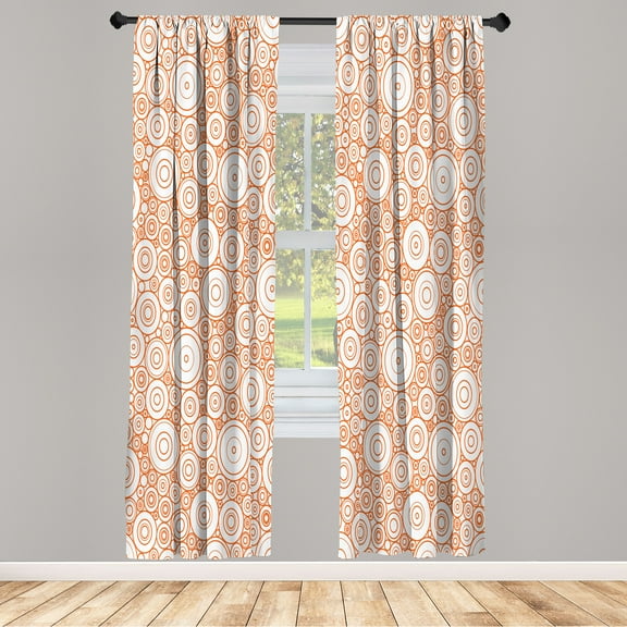Ambesonne Geometric Curtains, Circles and Rounds Simple, Pair of 28"x63", Burnt Orange