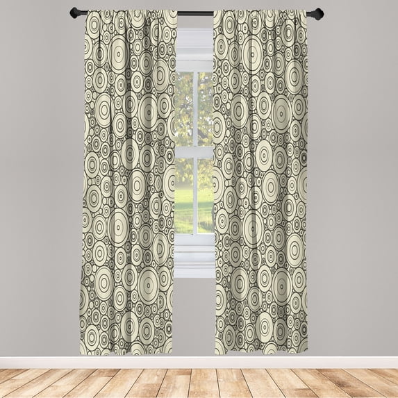 Ambesonne Geometric Curtains, Circles and Rounds Simple, Pair of 28"x63", Grey Yellow