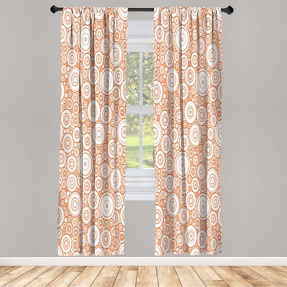Ambesonne Geometric Curtains, Circles and Rounds Simple, Pair of 28"x84", Burnt Orange