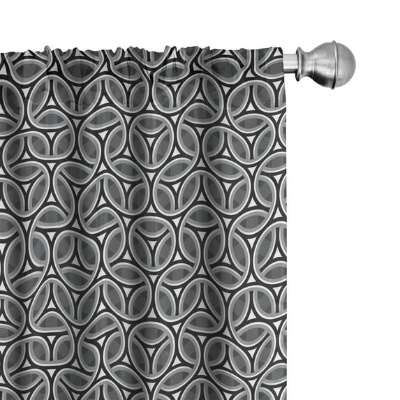 Ambesonne Geometric Curtains, Circular Honeycomb, Pair of 28"x84", Grey Black White
