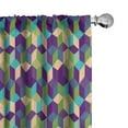 thumbnail image 1 of Ambesonne Geometric Curtains, Colorful Art Striped Cube, Pair of 28"x84", Dark Seafoam Purple and Plum, 1 of 5