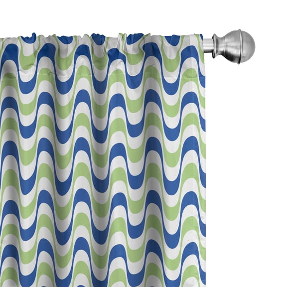 Ambesonne Geometric Curtains, Colorful Swirling Lines, Pair of 28"x63", Cobalt Blue Green White