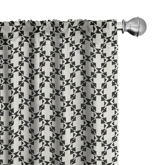 Ambesonne Geometric Curtains, Creative Rhombus Grid, Pair of 28"x95", Charcoal Grey Eggshell