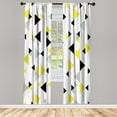 thumbnail image 1 of Ambesonne Geometric Curtains, Diamond Motives in Mosaic, Pair of 28"x84", Yellow Black, 1 of 2