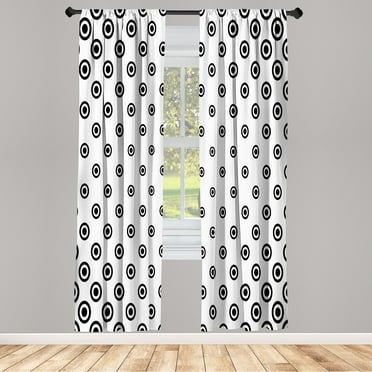 Ambesonne Geometric Curtains, Different Shapes, Pair of 28"x63", Black White