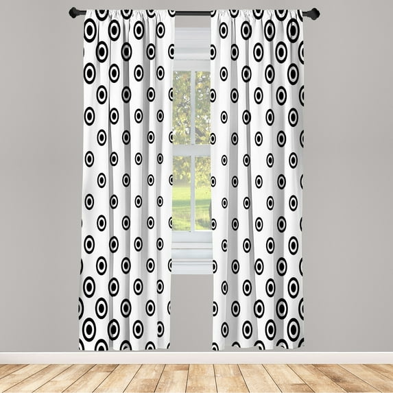 Ambesonne Geometric Curtains, Different Shapes, Pair of 28"x95", Black White