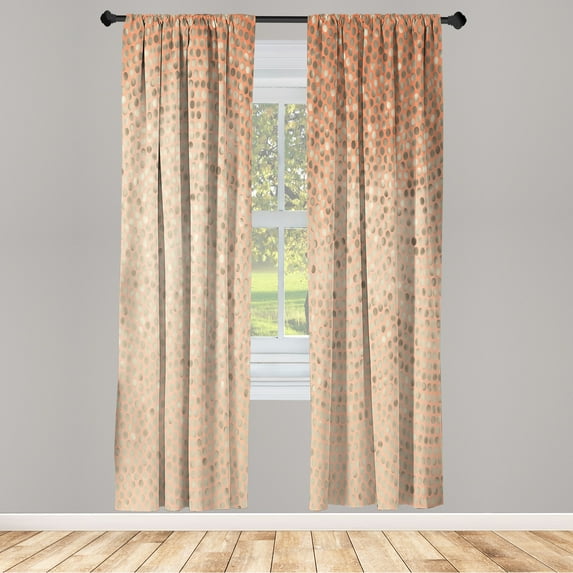 Ambesonne Geometric Curtains, Dot Tiles Classical Art, Pair of 28"x95", Salmon Coconut