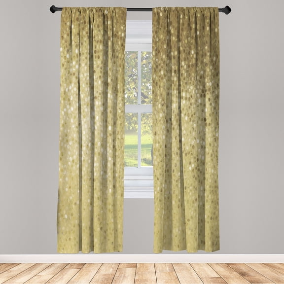 Ambesonne Geometric Curtains, Dot Tiles Shape Print, Pair of 28"x63", Khaki White