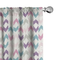 Ambesonne Geometric Curtains, Eastern Chevron Boho, Pair of 28"x95", Violet Pink Teal