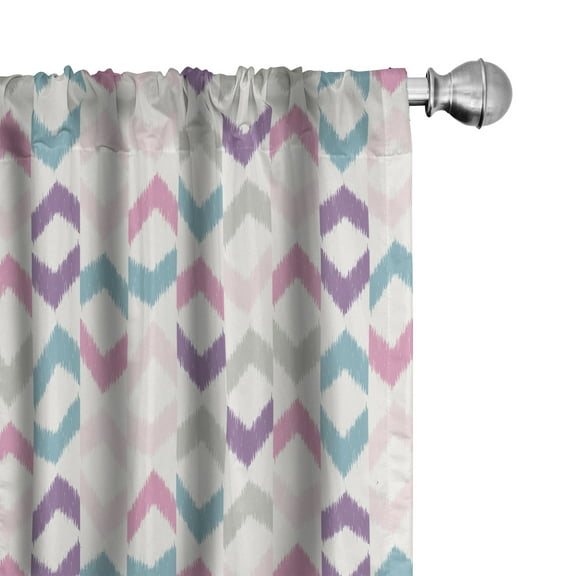 Ambesonne Geometric Curtains, Eastern Chevron Boho, Pair of 28"x95", Violet Pink Teal