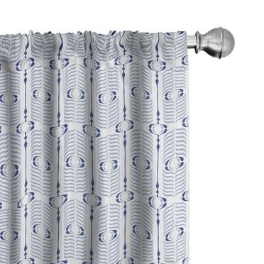 Ambesonne Geometric Curtains, Ethnic Stripes Feathers, Pair of 28"x84", Dark Violet White and Grey