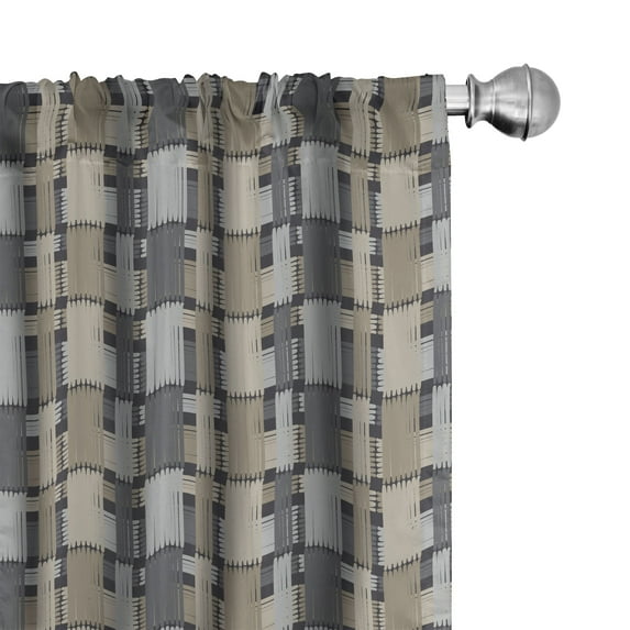 Ambesonne Geometric Curtains, Ethnic Vertical Lines Art, Pair of 28"x95", Dark Eggshell and Pale Sepia