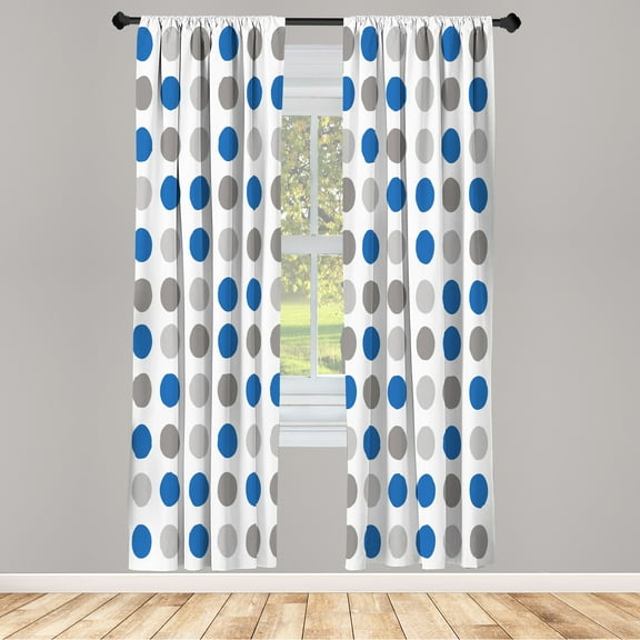 Ambesonne Geometric Curtains, European Retro Polka Dots, Pair of 28"x63", Cobalt Blue