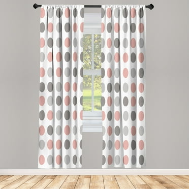 Ambesonne Geometric Curtains, European Retro Polka Dots, Pair of 28"x63", Rose White