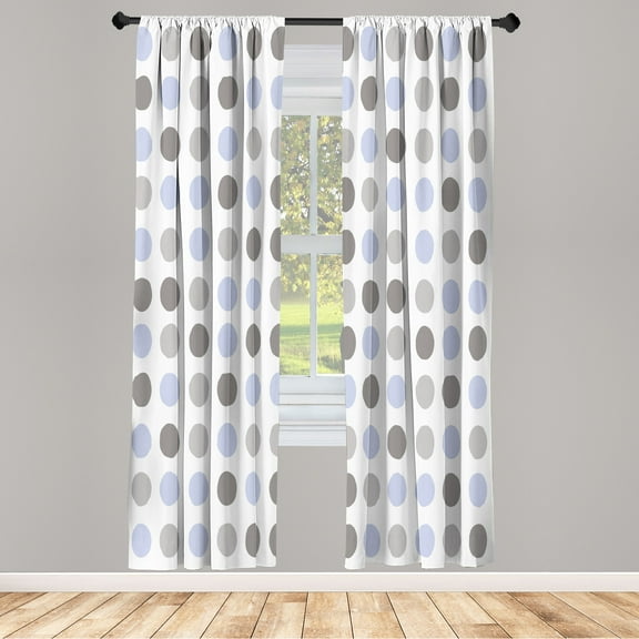 Ambesonne Geometric Curtains, European Retro Polka Dots, Pair of 28"x84", Pale Ceil