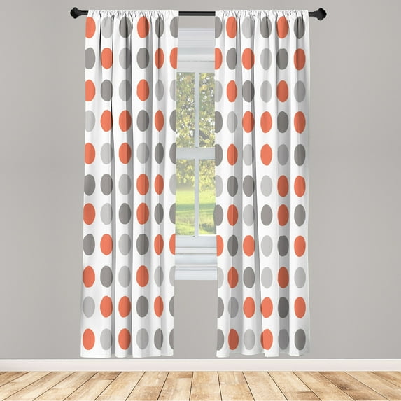 Ambesonne Geometric Curtains, European Retro Polka Dots, Pair of 28"x84", Pale Rust