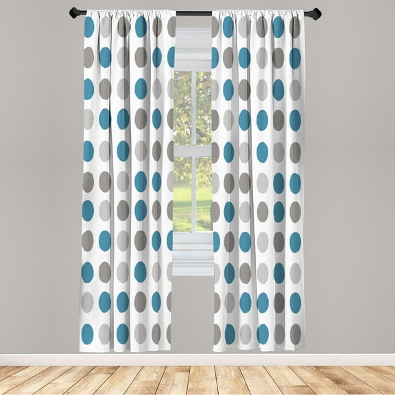 Ambesonne Geometric Curtains, European Retro Polka Dots, Pair of 28"x84", Sea Blue