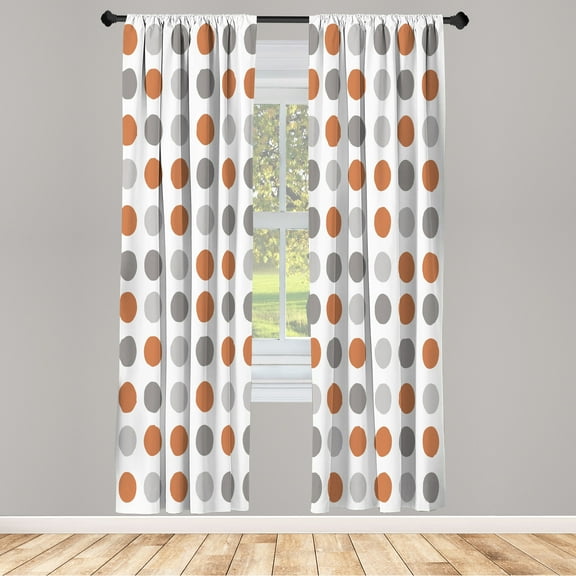 Ambesonne Geometric Curtains, European Retro Polka Dots, Pair of 28"x95", Cinnamon White