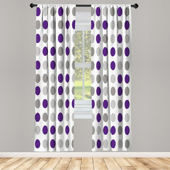 Ambesonne Geometric Curtains, European Retro Polka Dots, Pair of 28"x95", Violet Blue