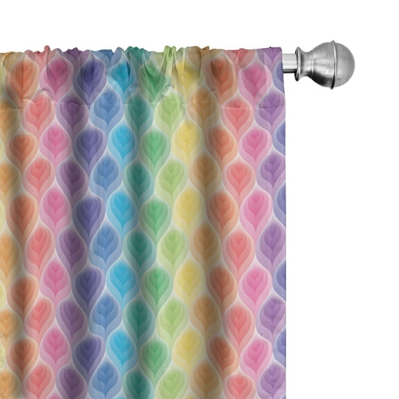 Ambesonne Geometric Curtains, Flower Pattern Motif, Pair of 28"x63", Multicolor