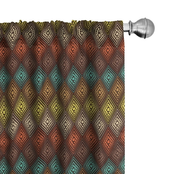 Ambesonne Geometric Curtains, Folk Dots in Diamond Form, Pair of 28"x63", Multicolor