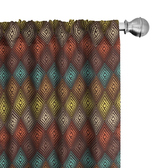 Ambesonne Geometric Curtains, Folk Dots in Diamond Form, Pair of 28"x84", Multicolor