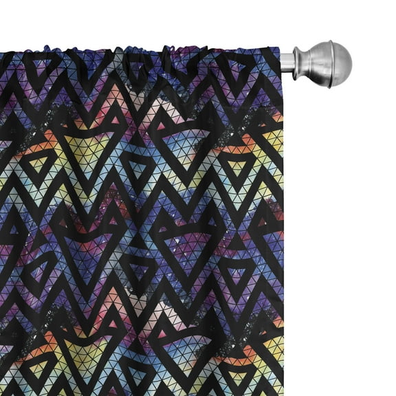 Ambesonne Geometric Curtains, Galaxy Theme Lines, Pair of 28"x63", Multicolor