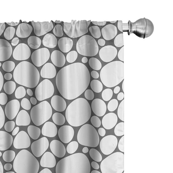 Ambesonne Geometric Curtains, Grey White Circle, Pair of 28"x84", Dark Grey White