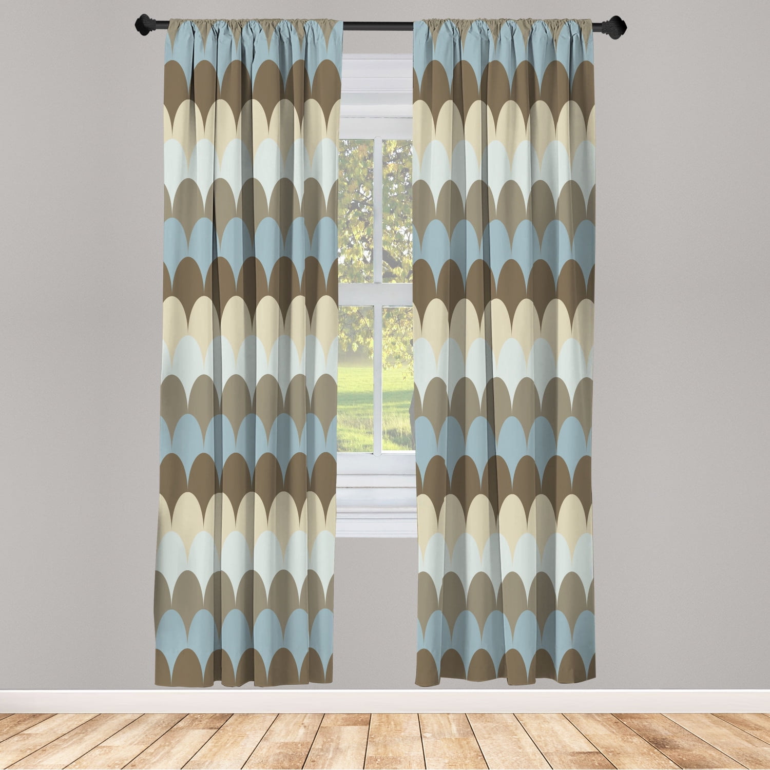 Multicolor Geometric Microfiber Rod Pocket Curtain Panels, 28" x 63"