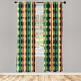 thumbnail image 1 of Ambesonne Geometric Curtains, Half-Pattern Rings, Pair of 28"x84", Orange Teal, 1 of 2