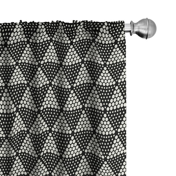 Ambesonne Geometric Curtains, Half Tone Dots Triangles, Pair of 28"x63", Charcoal Grey and Ivory